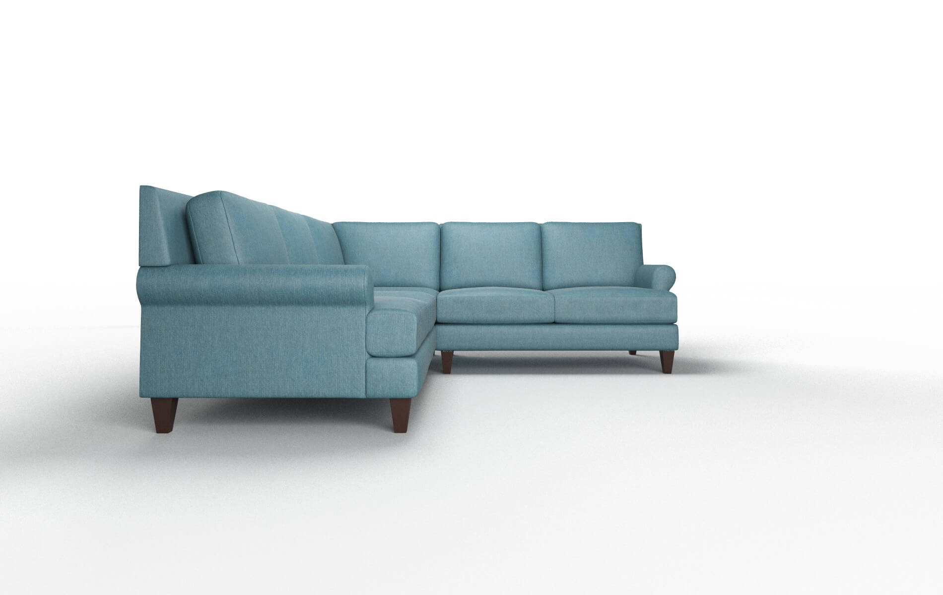 Stockholm Hepburn Teal Sectional espresso legs 2