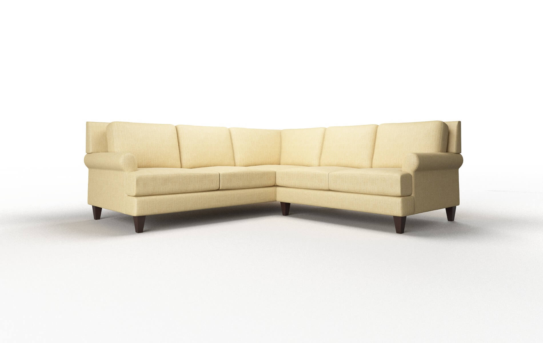 Stockholm Malibu Maize Sectional espresso legs 1