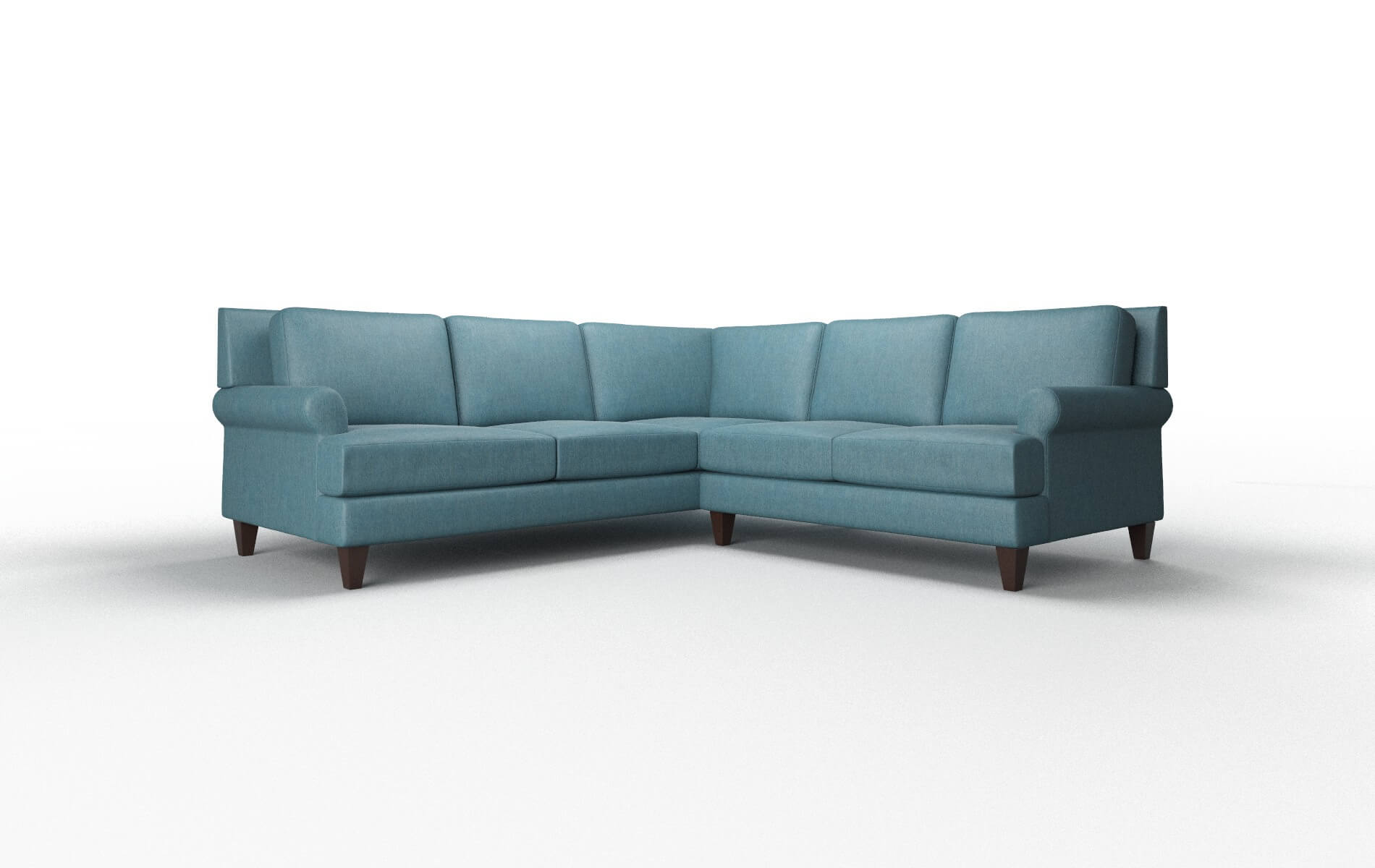 Stockholm Merit Peacock Sectional espresso legs 1