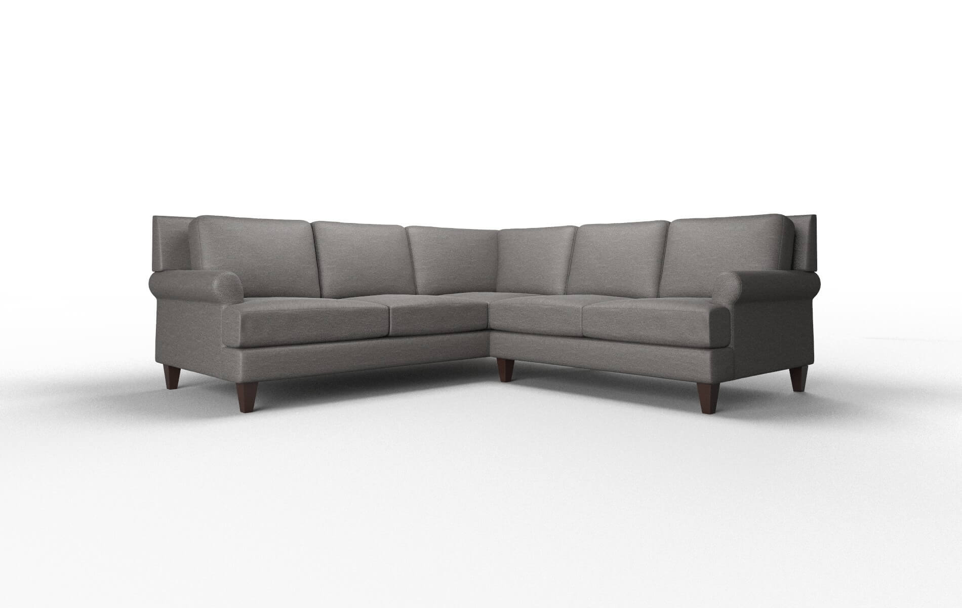 Stockholm Oscar Grey Sectional espresso legs 1