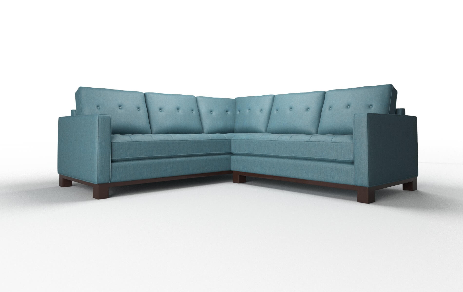 Syros Hepburn Teal Sectional espresso legs 1