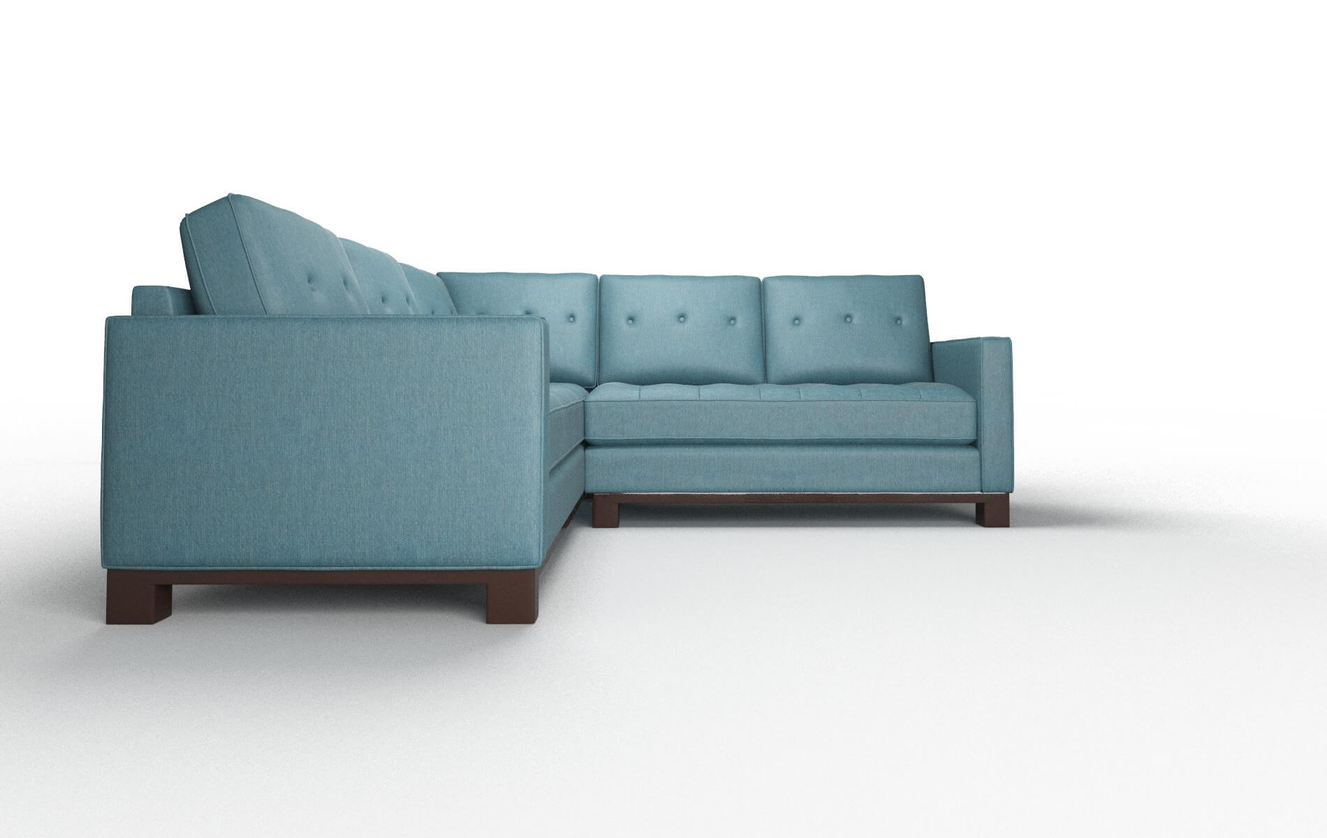 Syros Hepburn Teal Sectional espresso legs 2