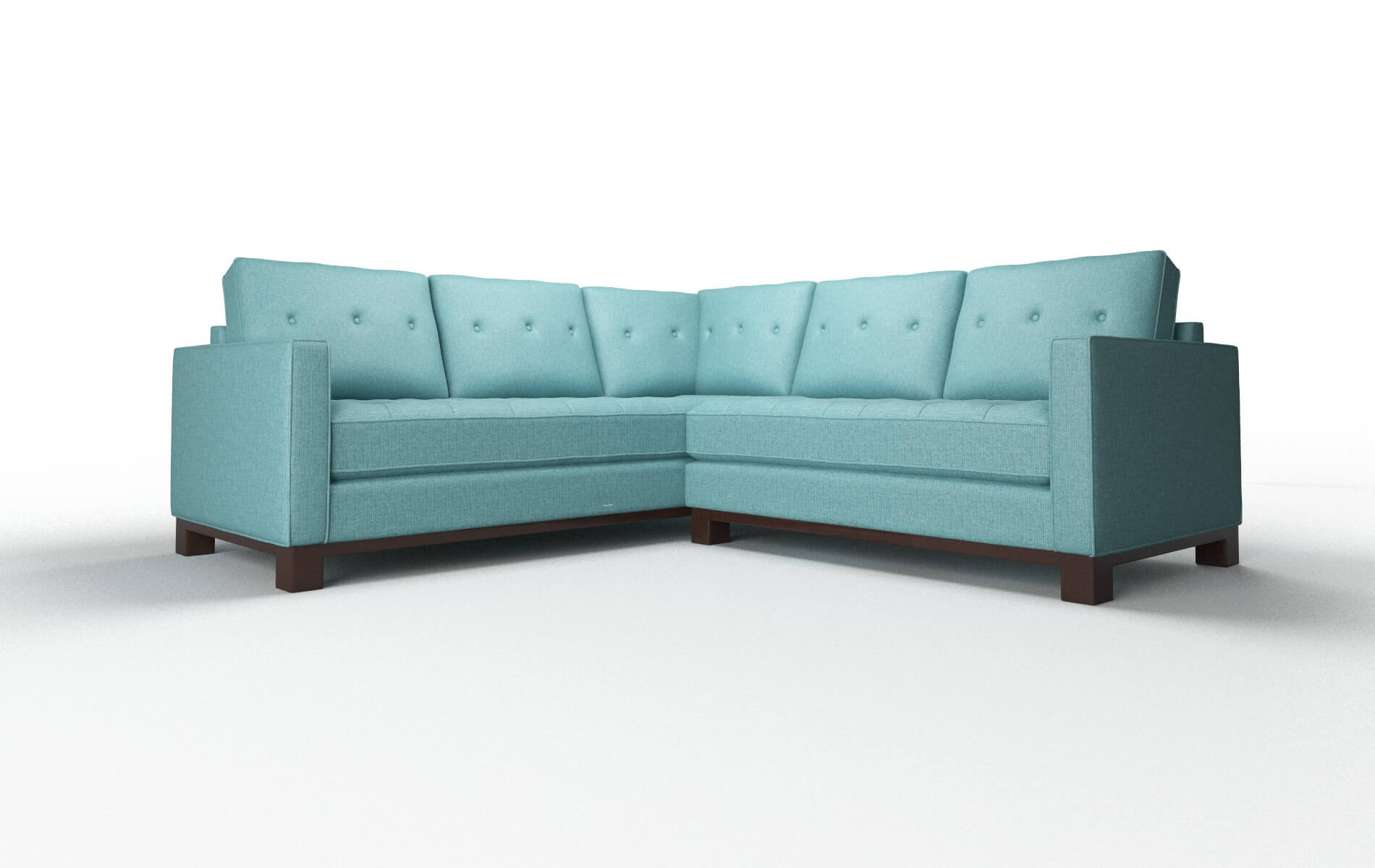 Syros Parker Turquoise Sectional espresso legs