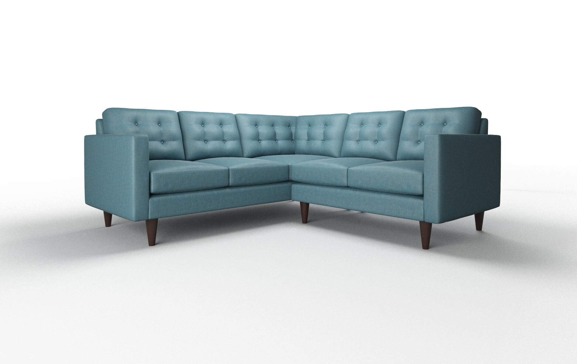 Turin Cosmo Teal Sectional espresso legs 1