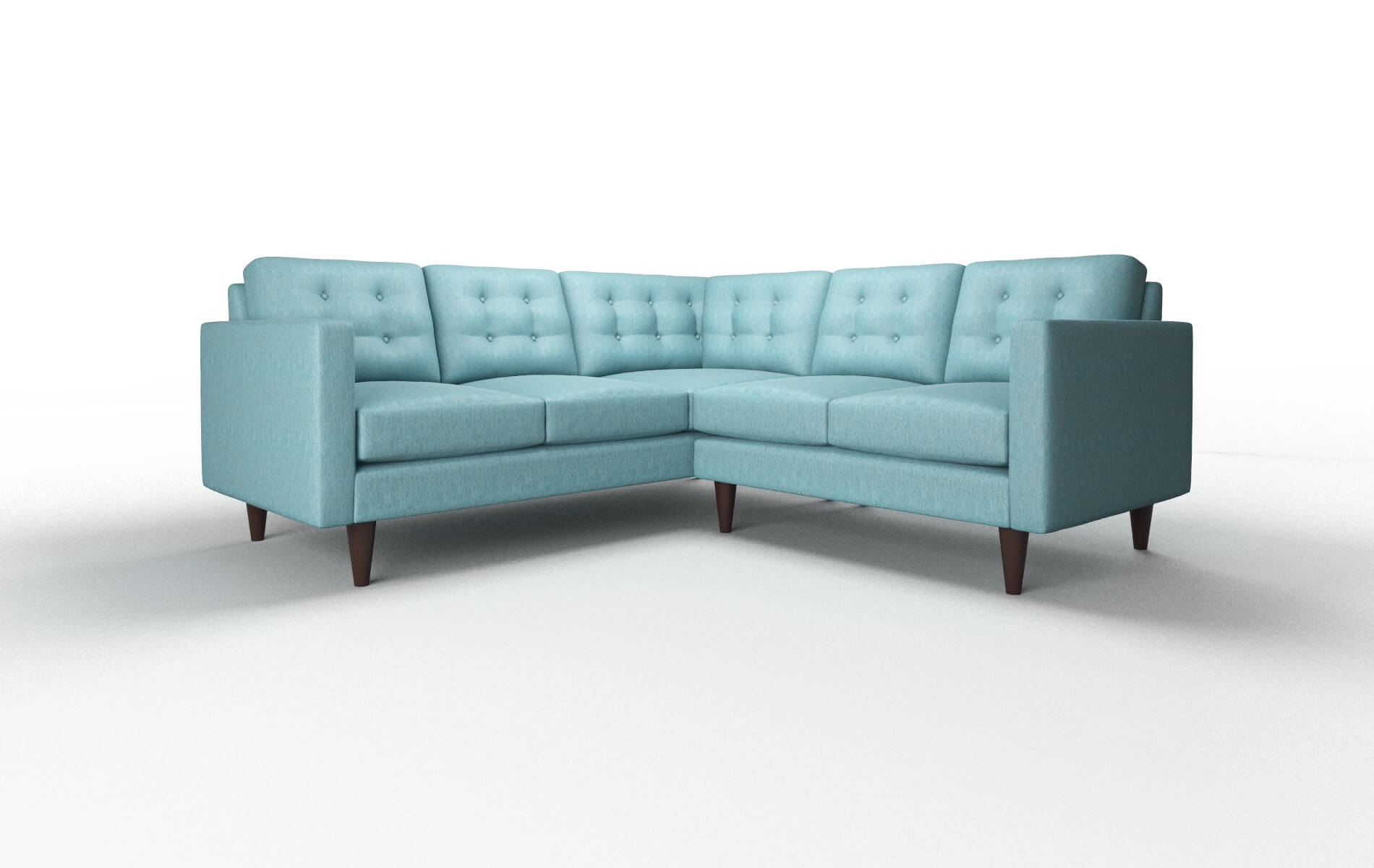 Turin Cosmo Turquoise Sectional espresso legs