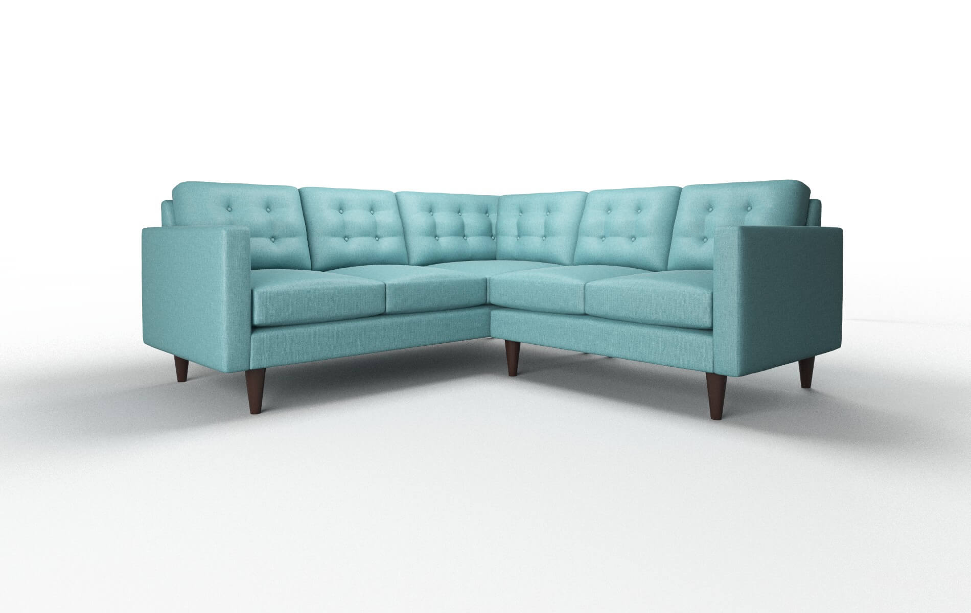 Turin Parker Turquoise Sectional espresso legs 1