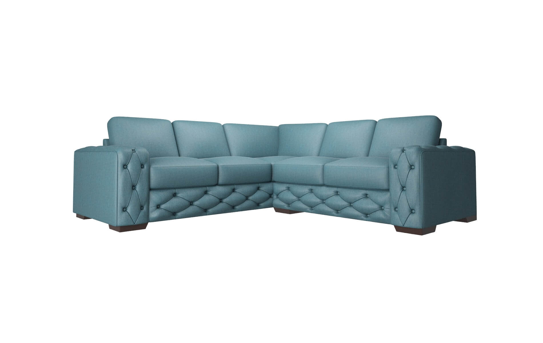 Windsor Cosmo Teal Sectional espresso legs 1