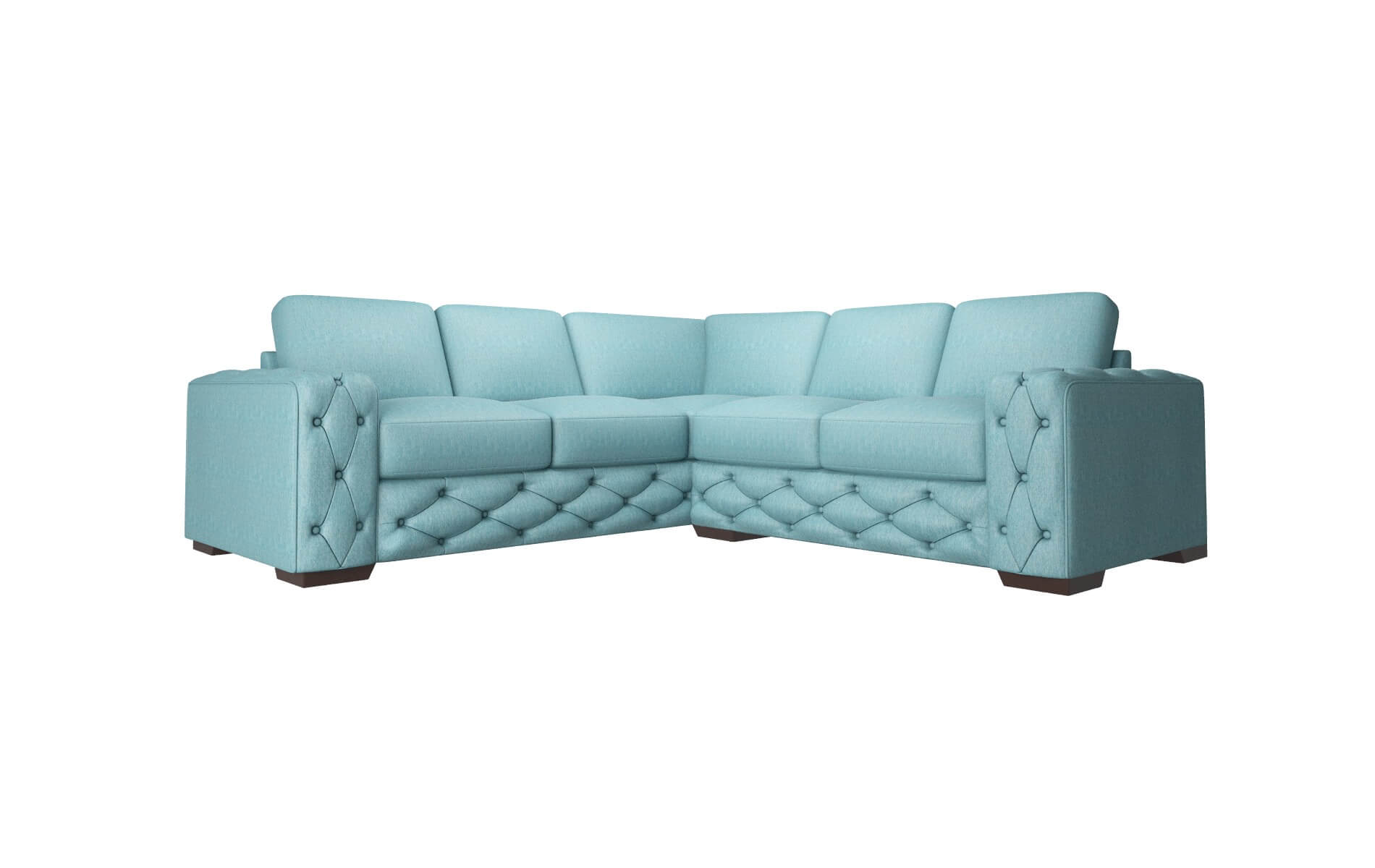 Windsor Cosmo Turquoise Sectional espresso legs 1
