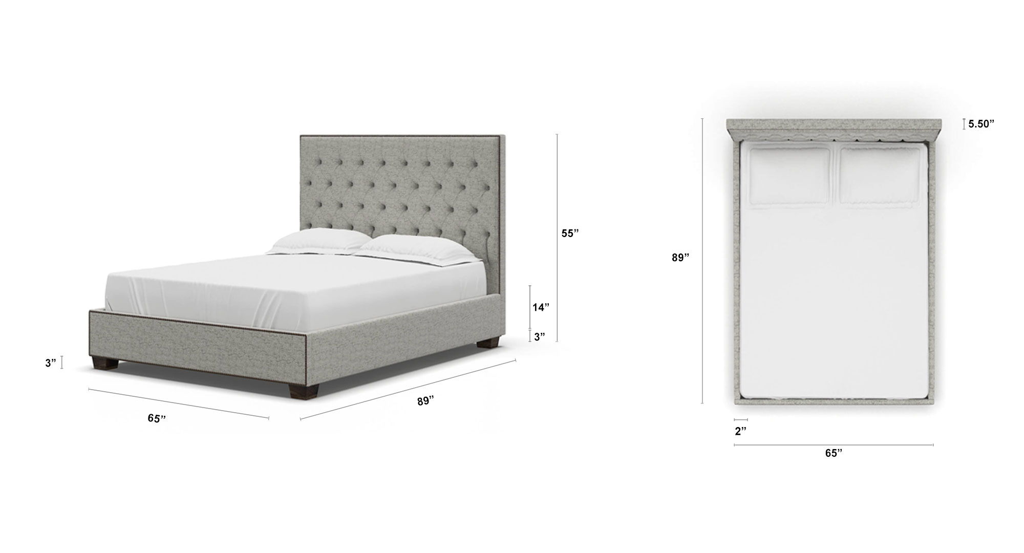 Bellezza Bed Queen sizing 1